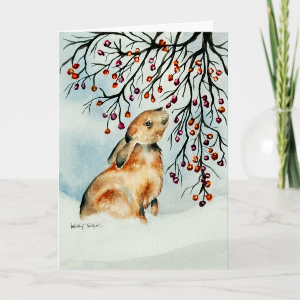 Christmas Card printed set Rabbit in the Snow